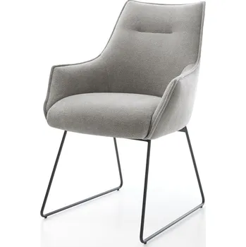 Jídelní židle DELIFE Jídelní židle Alja-Flex s područkami strukturovaná látka Měkký šedá tenká podnož černá taštičkové pružiny