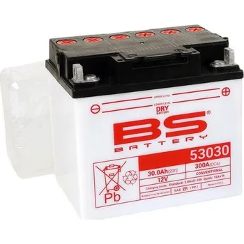 Elektroinstalace pro motocykl BS 2025/12 akumulátor 53030 (B60-N30L-B) 12V 30AH 186X130X171 (300A) BMW R60/6/7/R65/R75/6/7/R80/7/RT/R90/6/S 69-95, R100/7/CS/RS/RT/S/T/R100GS/R/RS/RT 76-95, K75RT 85-95, K1 89-92, K100 83-93 obsluhovaný - elektrolyt zvlášť (2) UE2019/1148 (BS 2025/12)