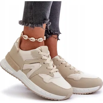 Dámská obuv DÁMSKÉ TENISKY Z EKO KŮŽE NA MÍRNÉ PLATFORMĚ, MÓDNÍ BÉŽOVÉ, VELIKOST 40