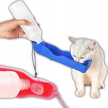 Láhev VELKÁ TURISTICKÁ LAHEV PRO PSA KOČKU LAHEV NA PITÍ MISKA NAPÁJEČKA PŘENOSNÁ 500ml