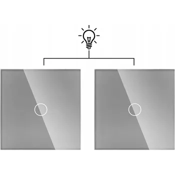 vypínač 2x SKLENĚNÝ SCHODIŠŤOVÝ KŘÍŽOVÝ VYPÍNAČ 1G2W JEDNODUCHÝ DOTYKOVÝ STŘÍBRNÝ ŠEDÝ