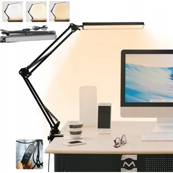Lampička SKLÁDACÍ STOLNÍ LAMPA S DLOUHÝM RAMENEM A KLIPSEM, 80 LED - OCHRANA OČÍ