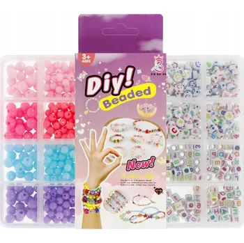 Dětské navlékací korálky SADA KORÁLKŮ NA NAVLÉKÁNÍ NÁRAMKY KORÁLKY PŘÍSLUŠENSTVÍ