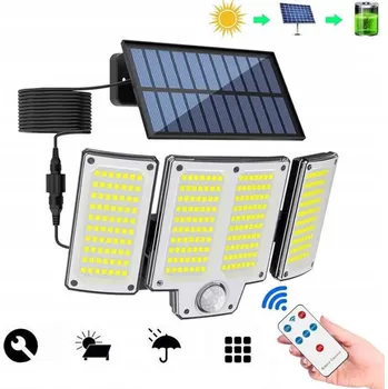 Venkovní osvětlení SOLÁRNÍ LAMPA S HALOGENEM, SENZOREM POHYBU A SOUMRAKU, 280 LED, PRO ZAHRADU NEBO GARÁŽ