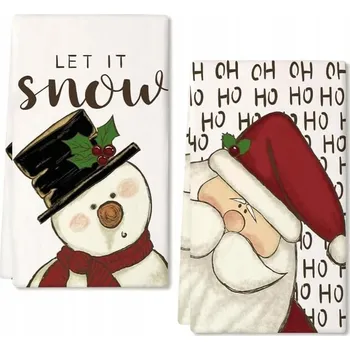 Vánoční dekorace Vánoční utěrky na nádobí dekorativní sněhulák Santa Claus 2ks 40x60cm