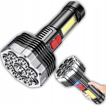 Svítilna VOJENSKÁ MULTIFUNKČNÍ TAKTICKÁ AKUMULÁTOROVÁ SVÍTILNA REFLEKTOR 9 LED USB