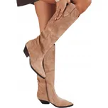 Kovbojské Boty na nízkém podpatku, béžové ZY1203 - 39