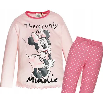 Dívčí oblečení Dívčí pyžamo z bio bavlna s dlouhým rukávem, růžové, s Minnie Mouse, velikost 128 cm (8 let)