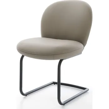 Jídelní židle DELIFE Jídelní židle Nube-Flex pravá kůže tmavě béžová jídelní židle kulatá černá taštičkové pružiny