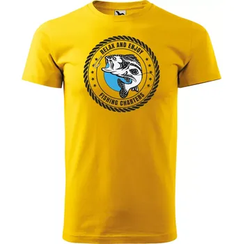 Sablio Tričko s potiskem Relax and enjoy FISHING CHARTERS - žluté M