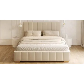 Postel Čalouněná postel 160x200 cm AUSTIN Krémová Paris s úložným prostorem kovový rošt
