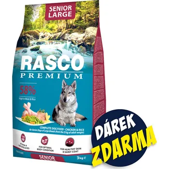 Krmivo pro psa Krmivo Rasco Premium Senior Large kuře s rýží 3 kg+Pochoutka Rasco Premium 80 g