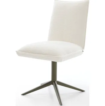 Jídelní židle DELIFE Jídelní židle Lelio-Flex bouclé měkký béžová podnož křížová titanová barva 360° otočný houpací funkce taštičkové pružiny