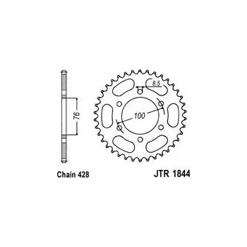 Řetězová sada pro motocykl Řetězová rozeta JT JTR 1844-43 43 zubů, 428