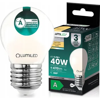 Žárovka LED ŽÁROVKA E27 FILAMENT TŘÍDA A 2,2W 470LM = 40W 2700K 360° KULIČKA