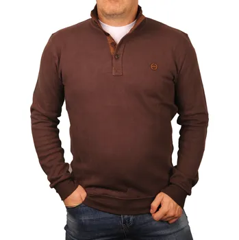 Pánská mikina Pánská mikina elegantní hnědý svetr se stojáčkem Bastion z Polska bavlny, velikost XL