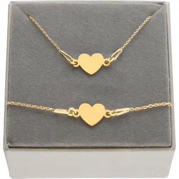 Souprava šperků Zlatá souprava šperků srdce + GRAVÍROVÁNÍ STŘÍBRO 925 krabička