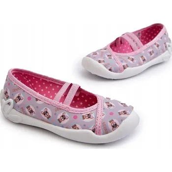 Dívčí bačkory PAPUČE BALERÍNKY S PEJSKY POHODLNÉ BEFADO 116Y325 RŮŽOVÉ 25