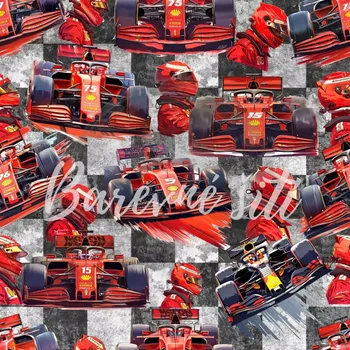 Úplet, Červená závodní auta (E) z 1,6m (Top kvalitní úplet Bella digitisk)