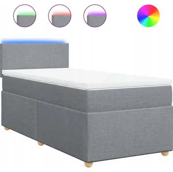 Postel Kontinentální postel s LED osvětlením, světle šedá, 200 x 80 x 100,5 cm