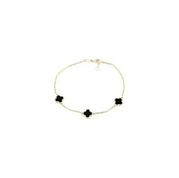 Náramek Náramek zlatý Čtyřlístky onyx - délka 19cm