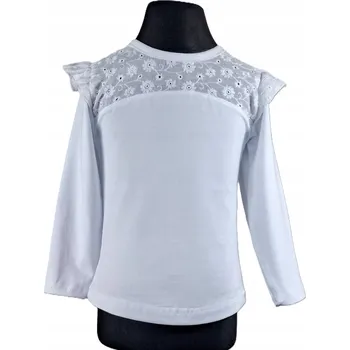 Dívčí tričko Biko dětské tričko s dlouhým rukávem bavlna bílé velikost 146