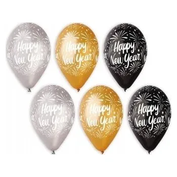 Balónek Balónky Ge.Ma.R. Happy New Year Silvestr 30 cm 6 ks