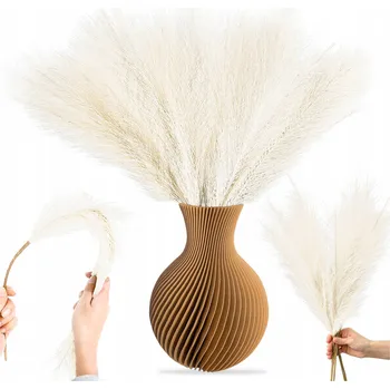 umělá květina SADA 10x UMĚLÁ PAMPASOVÁ TRÁVA DEKORATIVNÍ VĚTVIČKY RÁKOS BÉŽOVÝ 55CM