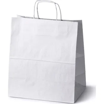 PAPÍROVÉ TAŠKY 34x20x33 cm BÍLÁ DÁRKOVÁ NÁKUPNÍ TAŠKA Sada 5 ks