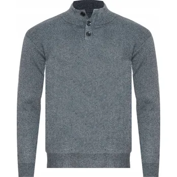 Pánský svetr Pánský svetr s polovičním rolákem - S8212 JASNOSZARY bavlněný klasický na zip