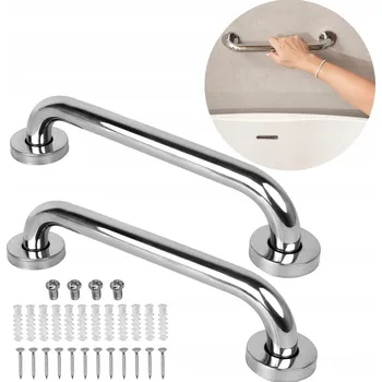 Madlo do koupelny 2X JEDNODUCHÉ KOUPELNOVÉ DRŽÁKY MADLO DO VANY A KE DVEŘÍM CHROM 30CM DO SPRCHY