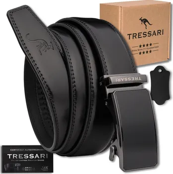 Opasek Pásek TRESSARI s automatickou sponou černý ke kalhotám pravá kůže pánský