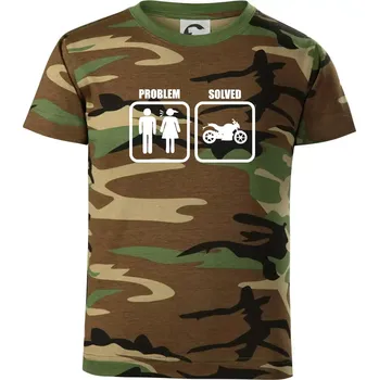 Problém silniční motorka - Dětské maskáčové triko - 122 cm/6 let ( Hnědý maskáč )