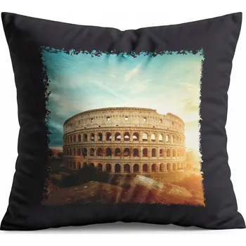 Polštář POLŠTÁŘ ČERNÝ DÁREK – ŘÍM KOLOSEUM VÝHLED PAMÁTKA