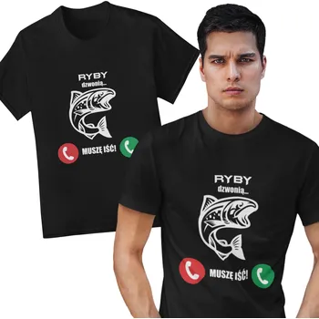 Pánská móda Pánské Tričko s potiskem Ryby volají, musím jít, Rybář Dárek velikost 4XL