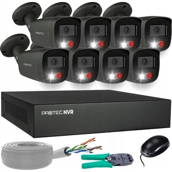 IP kamera Monitorovací systém 8 kamer Grafitové IP PoE Full Color detekce lidí 5Mpx bez HDD