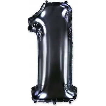 Balónek Fóliový balónek Velká Číslice Černá 1 / 40" - 102 cm Flexmetal PACK