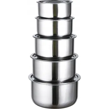 Sada 5 misek Nerezová Ocel s víkem Sada kuchyňských misek 16-24 cm