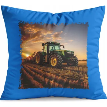 Polštář POLŠTÁŘ MODRÝ DÁREK - TRAKTOR POLE FARMA ZEMĚDĚLEC