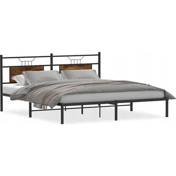 Postel Rám postele s čelem, kouřový dub, 207 x 188 x 91,5 cm