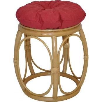 Stolička Ratanová taburetka široká medová polstr vínový melír