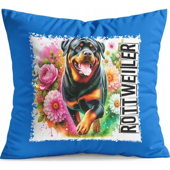 Polštář POLŠTÁŘ MODRÝ DÁREK - PES PSIK PEJSEK PLEMENO ROTVAJLER