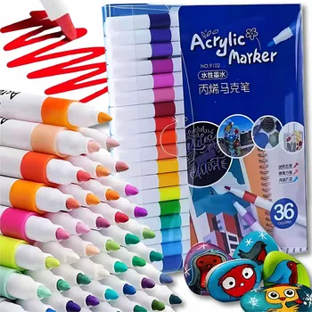 AKRYLOVÉ FIXY FIXY POPISOVAČE KLOPKY NA KAMENY, OBLEČENÍ, VODĚODOLNÉ 3 6 Ks