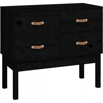 Komoda Černá skříňka z masivního borovicového dřeva, 90 x 40 x 78 cm