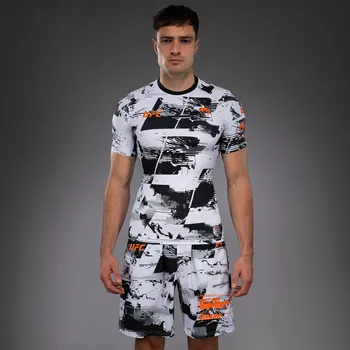 Oblečení pro bojové sporty Rashguard VENUM UFC Zenith by Venum Authentic Fight Week Kr. rukáv - bílo/černý L