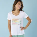 Blancheporte Tričko s krátkými rukávy a akvarelovým potiskem, pro menší postavu bílá 50