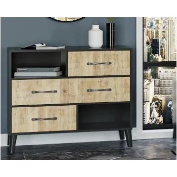 Noční stolek Noční stolek GERY S dub/černá mat