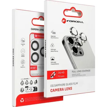 Tvrzené sklo Forcell Premium Camera Lens - pro iPhone 15 Pro / 15 Pro Max White Titanium