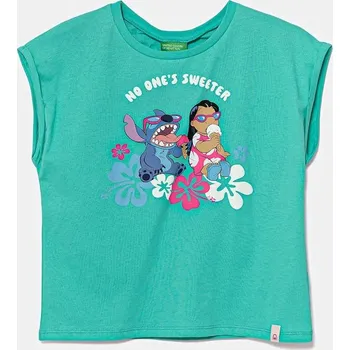 Chlapecké oblečení Dětské bavlněné tričko United Colors of Benetton x Disney 3JERC10P2.G.Seasonal tyrkysová 66X, vel. 168