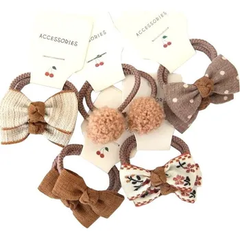 Ozdoba do vlasů Dětská sada 10 silných barevných gumiček do vlasů s mašličkami, materiál, 2 cm x 4 cm